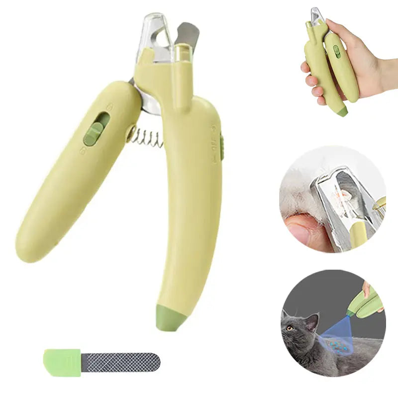 Professional Pet Nail Trimmer with LED Light and UV Lamp, Safe and Efficient Grooming, Sharp Blades, Integrated Nail File, Nail Collector, Ergonomic Non-Slip Handle for All Pet Sizes