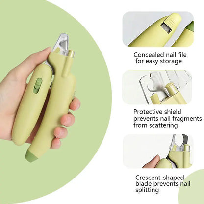 Professional Pet Nail Trimmer with LED Light and UV Lamp, Safe and Efficient Grooming, Sharp Blades, Integrated Nail File, Nail Collector, Ergonomic Non-Slip Handle for All Pet Sizes