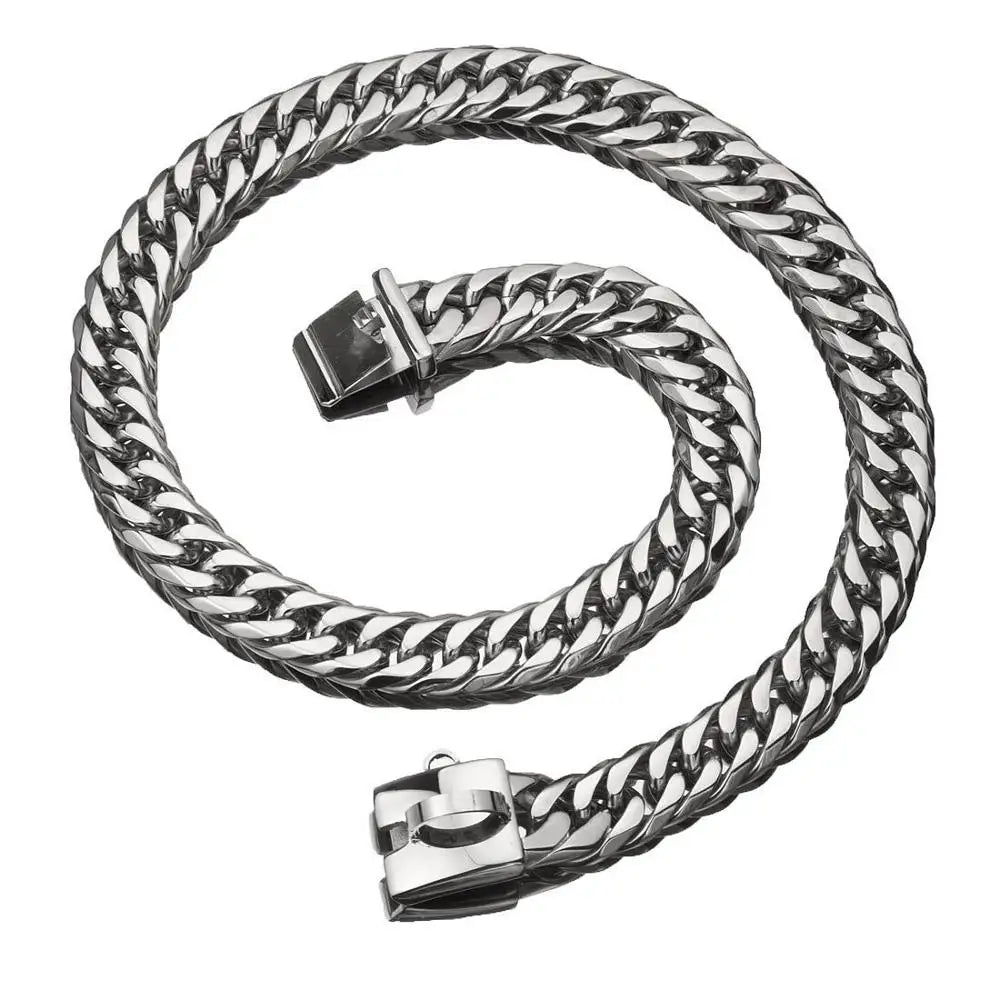 Pet Chain Dog Collar Leash 17Mm Gold Stainless Steel Necklace French Bulldog Pitbull Collar Strap Dropshipping Pet Suppliers