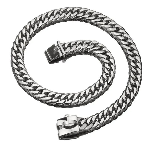 Pet Chain Dog Collar Leash 17Mm Gold Stainless Steel Necklace French Bulldog Pitbull Collar Strap Dropshipping Pet Suppliers