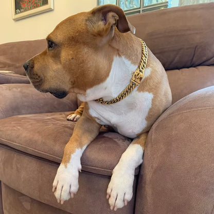 Pet Chain Dog Collar Leash 17Mm Gold Stainless Steel Necklace French Bulldog Pitbull Collar Strap Dropshipping Pet Suppliers