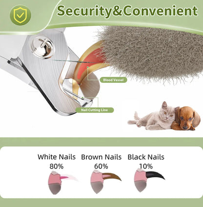Professional Pet Nail Trimmer with LED Light and UV Lamp, Safe and Efficient Grooming, Sharp Blades, Integrated Nail File, Nail Collector, Ergonomic Non-Slip Handle for All Pet Sizes
