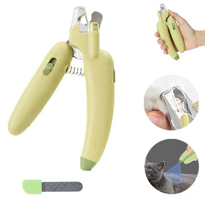 Professional Pet Nail Trimmer with LED Light and UV Lamp, Safe and Efficient Grooming, Sharp Blades, Integrated Nail File, Nail Collector, Ergonomic Non-Slip Handle for All Pet Sizes
